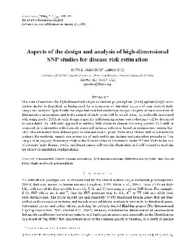 Aspects of the design and analysis of high-dimensional SNP studies for disease risk estimation
