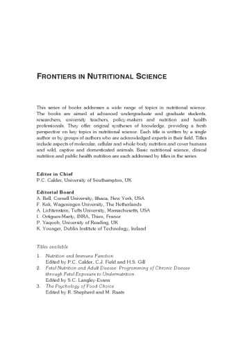 The Psychology of Food Choice (Frontiers in Nutritional Science)