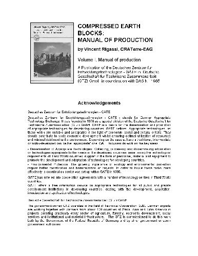 Compressed Earth Blocks. Manual of Production
