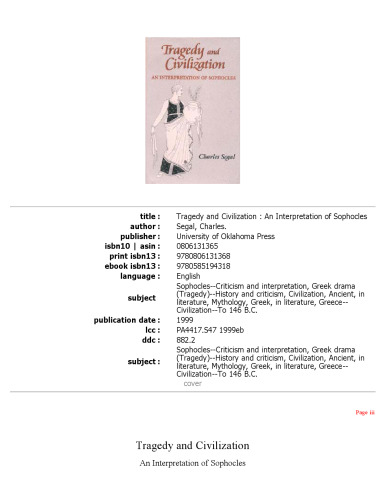 Tragedy and Civilization: An Interpretation of Sophocles