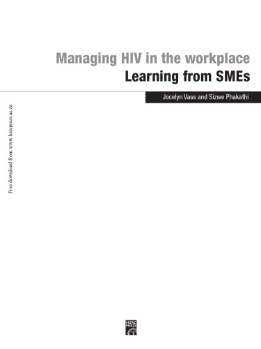 Managing HIV in the Workplace: Learning from SMEs (Hsrc Research Monograph)