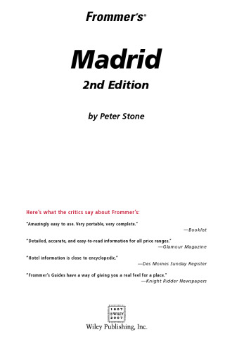 Frommer's Madrid: With side trips to Salamance & Avila  (2007)