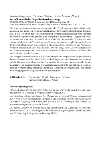 Sozioökonomische Organisationsforschung