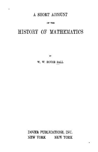 A short account of the history of mathematics