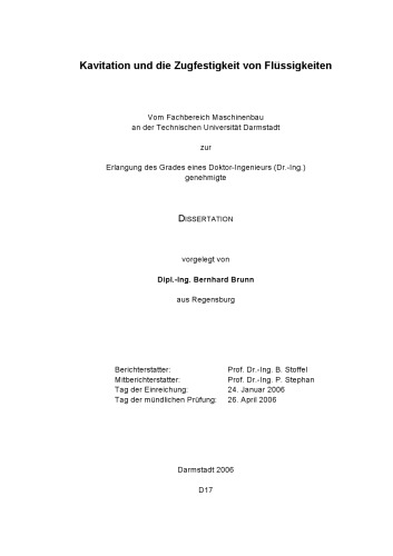 Kavitation und die Zugfestigkeit von Flüssigkeiten