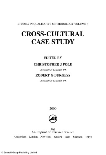 Cross-Cultural Case Study (Studies in Qualitative Methodology, Vol. 6)