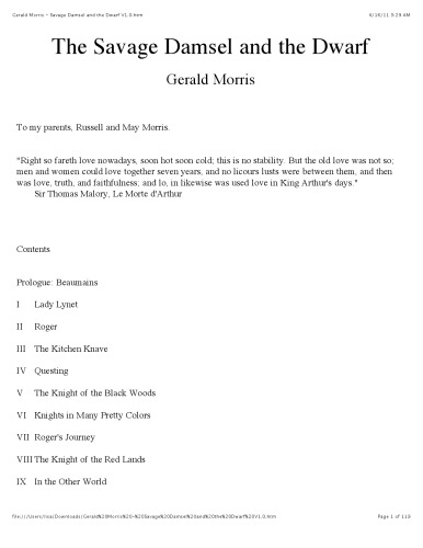 The Savage Damsel and the Dwarf (The Squire's Tales)