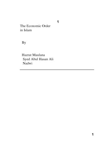 The Economic Order of Islam