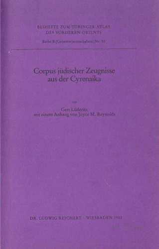 Corpus judischer Zeugnisse aus der Cyrenaika