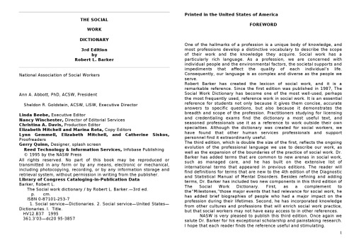 The Social Work Dictionary