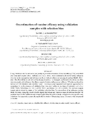 On estimation of vaccine efficacy using validation samples with selection bias
