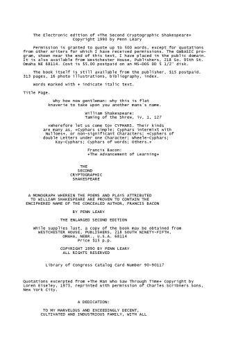 The Second Cryptographic Shakespeare