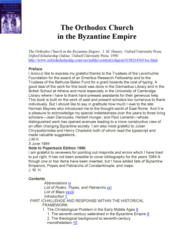 The Orthodox Church in the Byzantine Empire (Oxford History of the Christian Church)