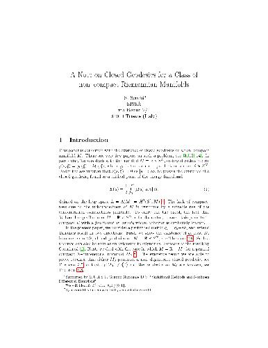 A note on closed geodesics for a class of non-compact Riemannian manifolds
