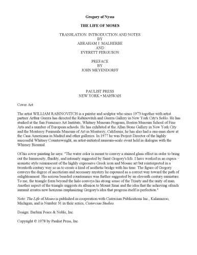 Gregory of Nyssa: The Life of Moses (HarperCollins Spiritual Classics)