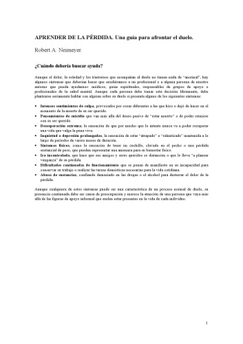 Aprender de la pérdida. Una guía para afrontar el duelo