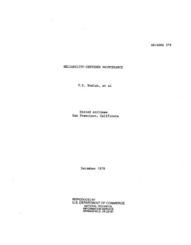 Reliability Centered Maintenance