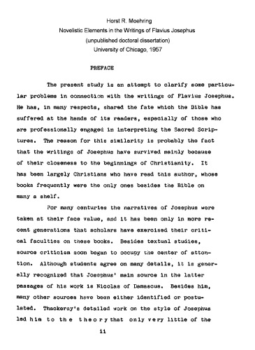 Novelistic Elements in the Writings of Flavius Josephus (University of Chicago PhD dissertation)