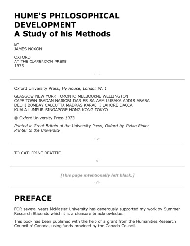 Hume's Philosophical Development: A Study of His Methods
