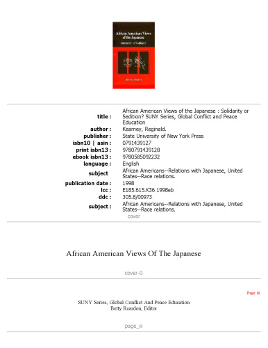African American Views of the Japanese: Solidarity or Sedition?