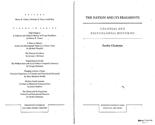 The Nation and Its Fragments: Colonial and Postcolonial Histories