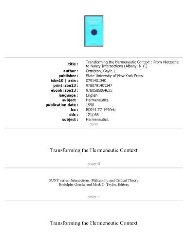 Transforming the hermeneutic context: from Nietzsche to Nancy