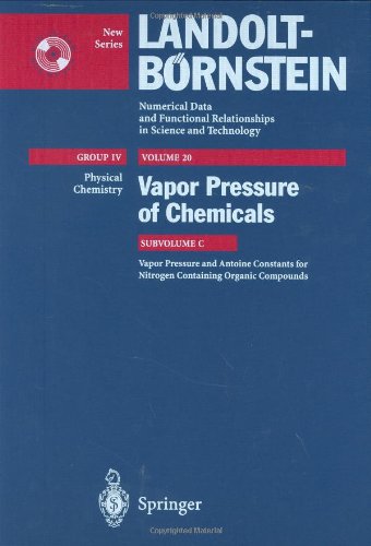 Zahlenwerte und Funktionen aus Naturwissenschaften und Technik   Neue Serie: Group IV, Physical Chemistry ; vol. 20, Vapor pressure of chemicals ; subvol. C, Vapor pressure and Antoine constants for nitrogen containing organic compounds, Volume 4; Volume 20; Volume 23