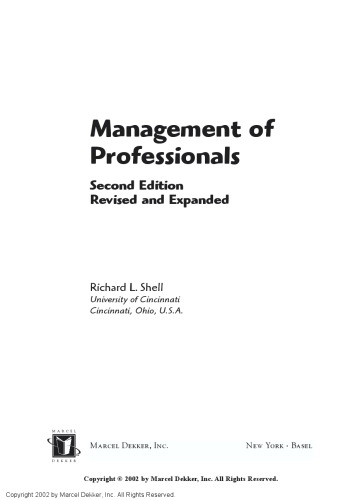 Management Of Professionals, Revised And Expanded (Food Science & Technology Series)