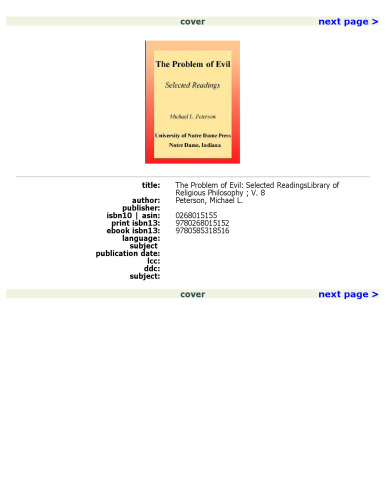 Problem Of Evil: Selected Readings