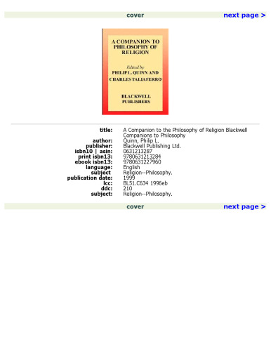 A Companion to Philosophy of Religion