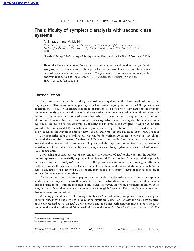 The difficulty of symplectic analysis with second class systems