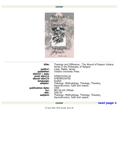 Theology and Difference: The Wound of Reason