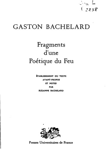 Fragments d'une poétique du feu