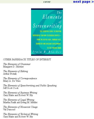 Elements of Screenwriting: A Guide for Film and Television Writing