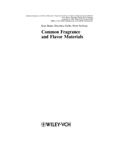Common Fragrance and Flavor Materials Fourth, Completely Revised Edition