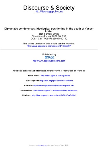 Diplomatic condolences: ideological positioning in the death of Yasser Arafat