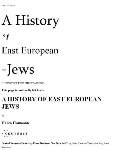 A History of East European Jews