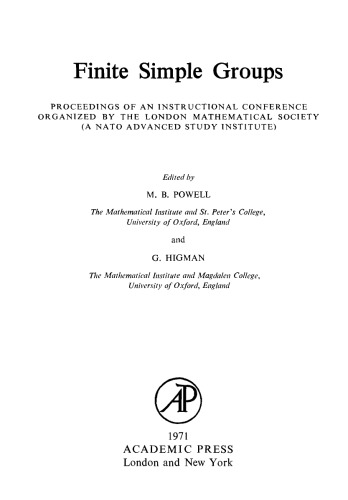 Finite Simple Groups, Oxford 1969