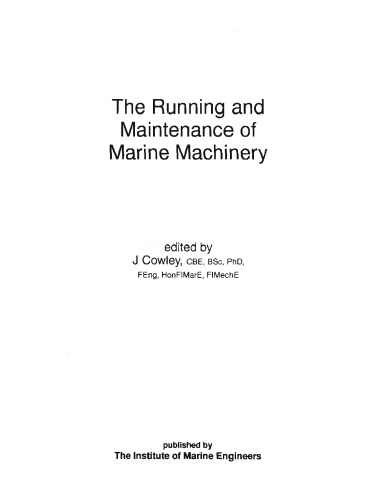 The Running and Maintenance of Marine Machinery