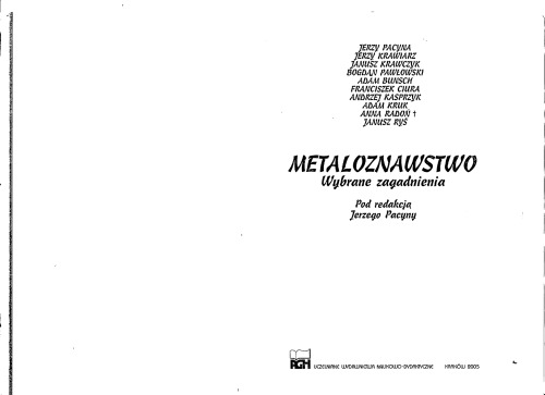 Metaloznawstwo: wybrane zagadnienia