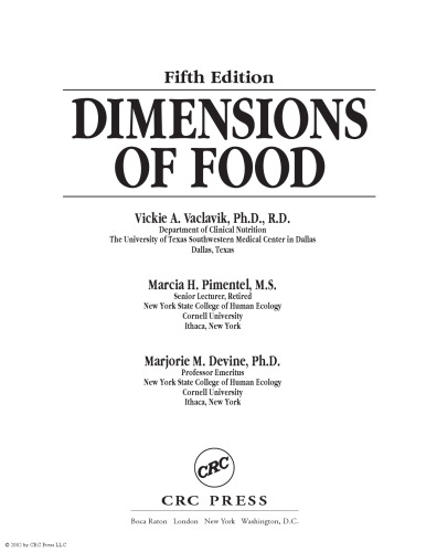 Dimensions of food - Fifth Edition