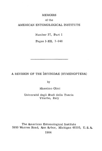 A revision of the Dryinidae (Hymenoptera) Part 1