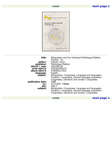 Bilingualism and the individual