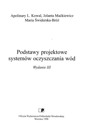 Podstawy projektowe systemów oczyszczania wód