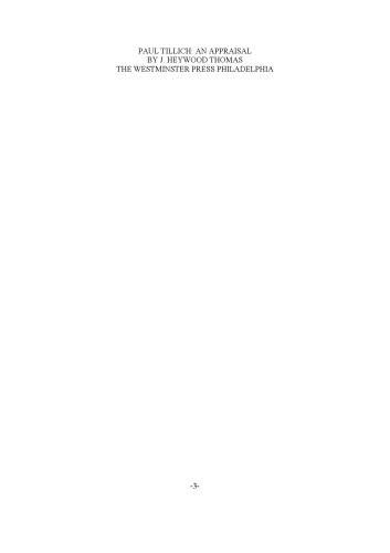 Paul Tillich: An Appraisal