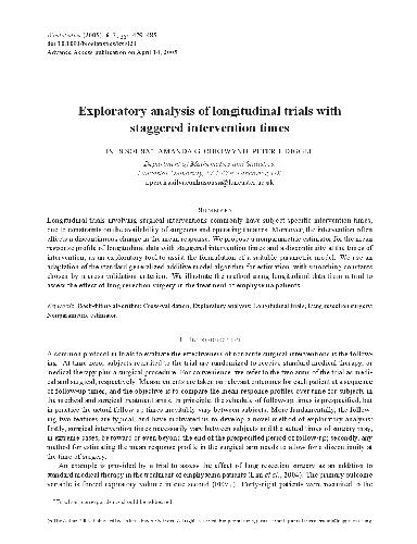 Exploratory analysis of longitudinal trials with staggered intervention times