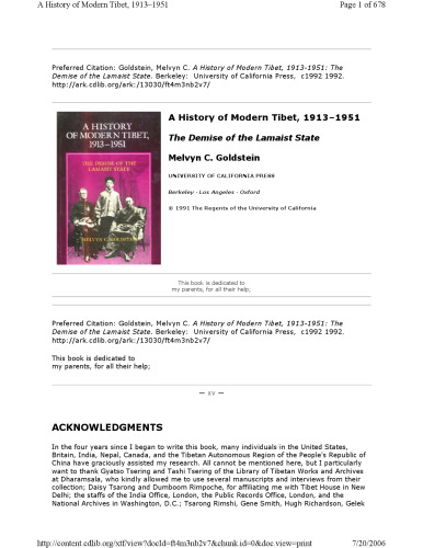 A History of Modern Tibet, 1913 - 1951: The Demise of the Lamaist State