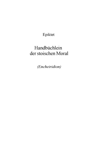 Handbüchlein der Stoischen Moral
