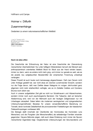 Zusammenhänge. Gedanken zu einem naturwissenschaftlichen Weltbild