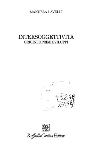 Intersoggettività. Origini e primi sviluppi